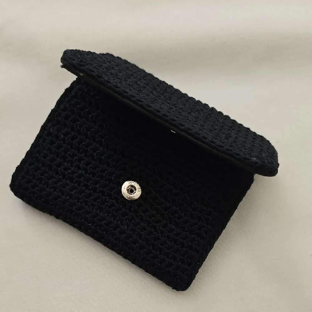 The Sak Black Knit Details Wallet with Silver Button